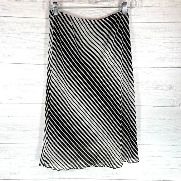 VTG y2k women black white stripe medium midi skirt emo whimsygoth grunge USA - Picture 1 of 6